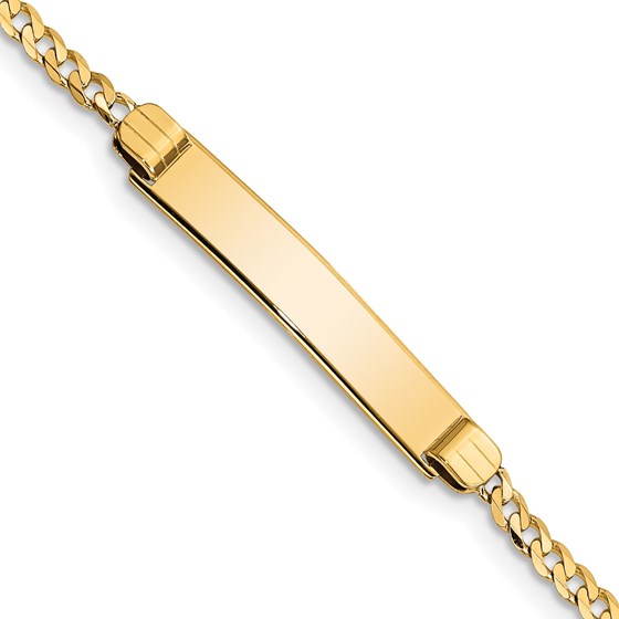 10K Yellow Gold Flat Curb Link ID Bracelet - 5.5 in. 10K Yellow Gold Flat Curb Link ID Bracelet - 5.5 in.