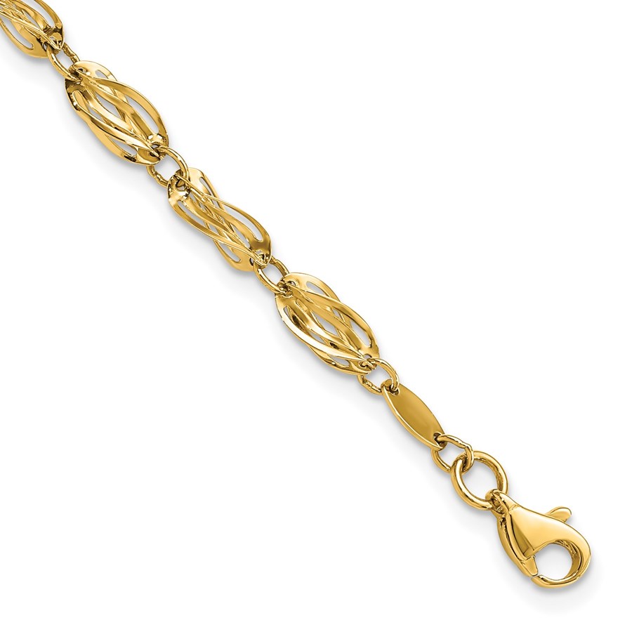 10K Yellow Gold Gold Fancy Bracelet - 7.75 in.