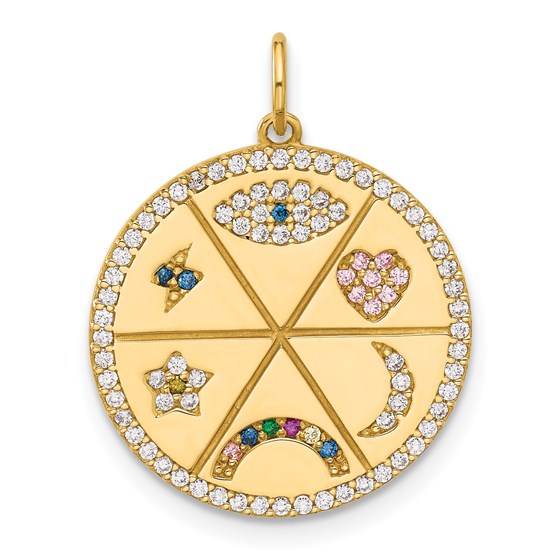 10K Yellow Gold Good Luck Medallion Charm - 23.5 mm 10K Yellow Gold Good Luck Medallion Charm - 23.5 mm