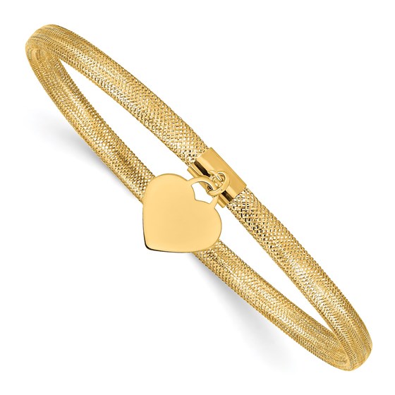 10K Yellow Gold Heart Stretch Mesh Bracelet - 7.5 in. 10K Yellow Gold Heart Stretch Mesh Bracelet - 7.5 in.