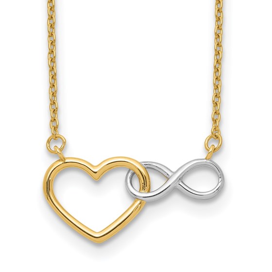 10K Yellow Gold Heart with Infinity Symbol Necklace - 17 in.