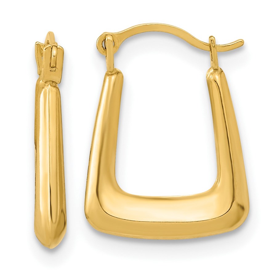 10K Yellow Gold Hollow Fancy Hoops - 15.3 mm