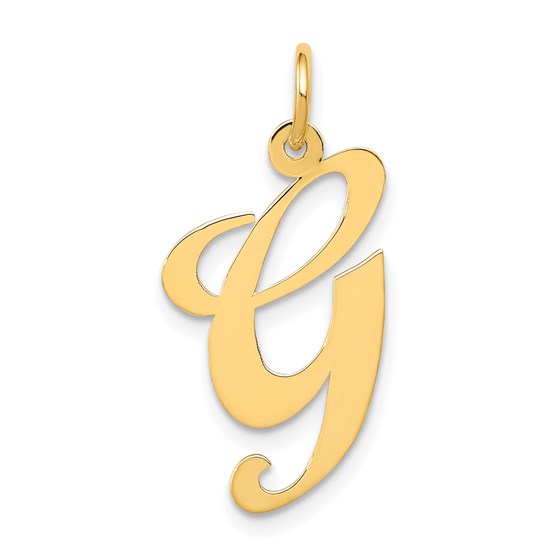 10K Yellow Gold Large Fancy Script Letter G Initial Charm 10K Yellow Gold Large Fancy Script Letter G Initial Charm