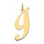 10K Yellow Gold Large Fancy Script Letter I Initial Charm