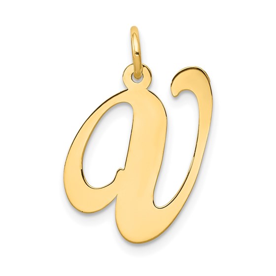 10K Yellow Gold Large Fancy Script Letter V Initial Charm 10K Yellow Gold Large Fancy Script Letter V Initial Charm