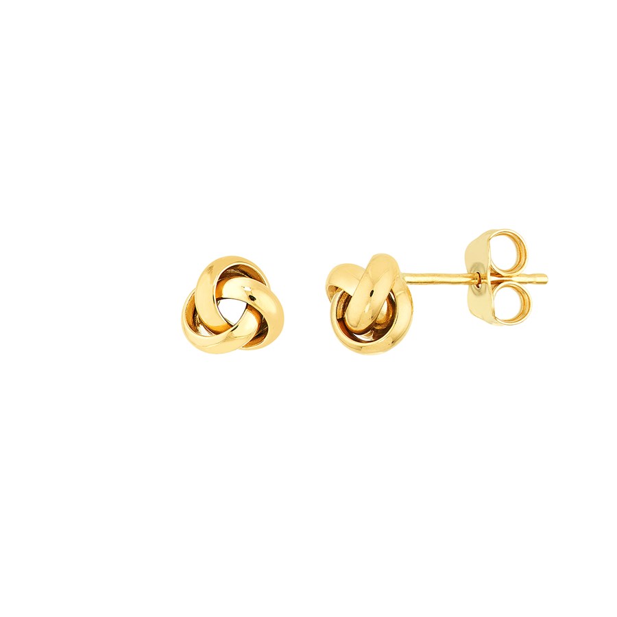 10K Yellow Gold Large Open 3 Loop Love Knot Post Earrings