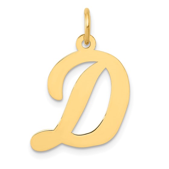 10K Yellow Gold Large Script Letter D Initial Charm - 18.45 mm 10K Yellow Gold Large Script Letter D Initial Charm - 18.45 mm