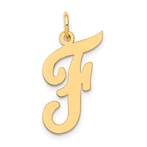 10K Yellow Gold Large Script Letter F Initial Charm 10K Yellow Gold Large Script Letter F Initial Charm