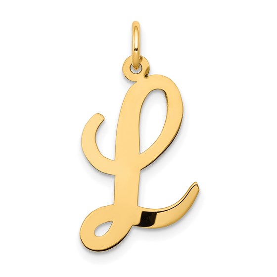 10K Yellow Gold Large Script Letter L Initial Charm 10K Yellow Gold Large Script Letter L Initial Charm