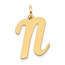 10K Yellow Gold Large Script Letter N Initial Charm