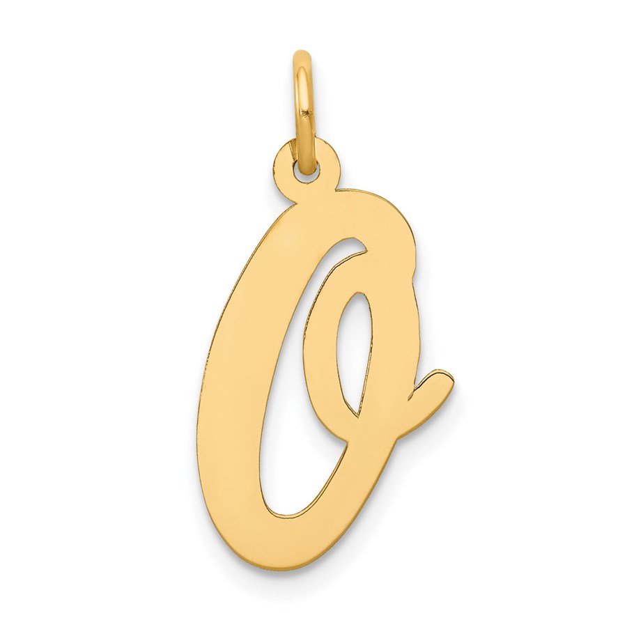 10K Yellow Gold Large Script Letter O Initial Charm