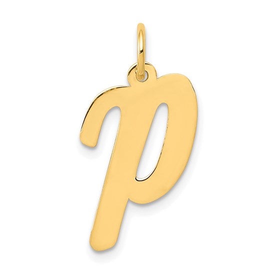 10K Yellow Gold Large Script Letter P Initial Charm 10K Yellow Gold Large Script Letter P Initial Charm