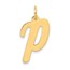 10K Yellow Gold Large Script Letter P Initial Charm