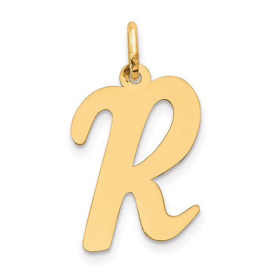 10K Yellow Gold Large Script Letter R Initial Charm