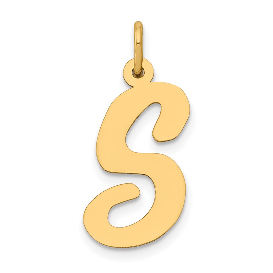 10K Yellow Gold Large Script Letter S Initial Charm