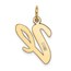 10K Yellow Gold Large Script Letter V Initial Charm