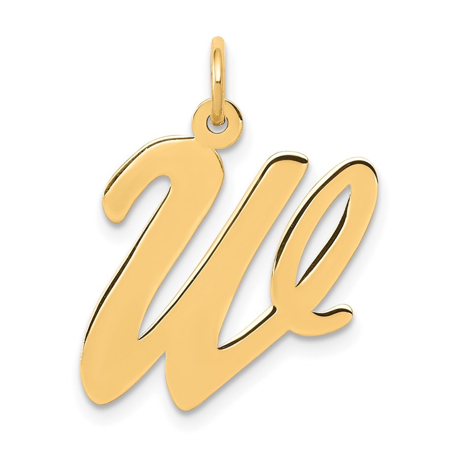 10K Yellow Gold Large Script Letter W Initial Charm