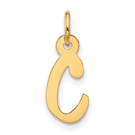 10K Yellow Gold Large Slanted Block Initial C Charm - 21.25 mm 10K Yellow Gold Large Slanted Block Initial C Charm - 21.25 mm