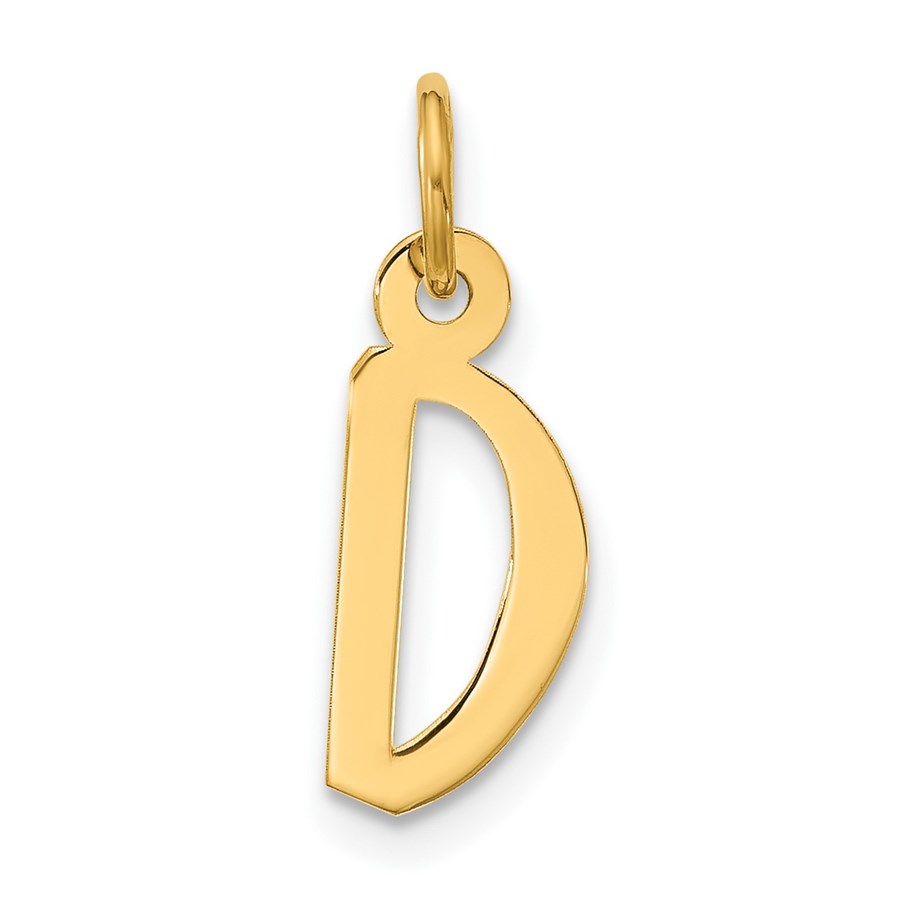 10K Yellow Gold Large Slanted Block Initial D Charm - 21 mm