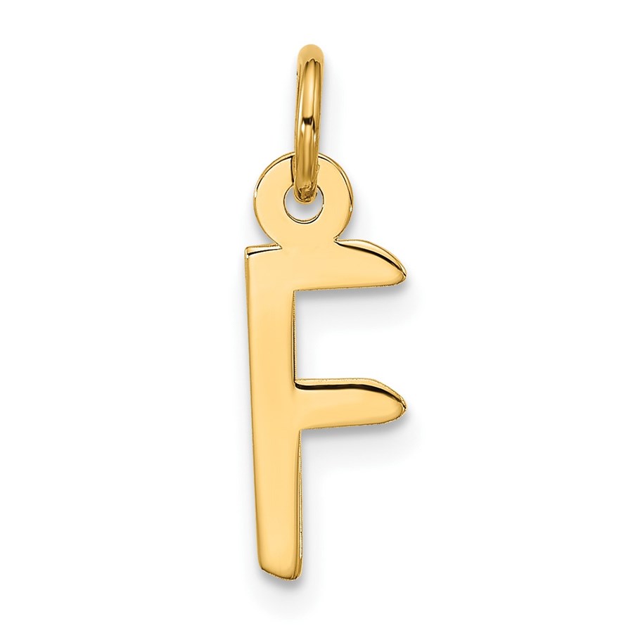 10K Yellow Gold Large Slanted Block Initial F Charm - 21.15 mm