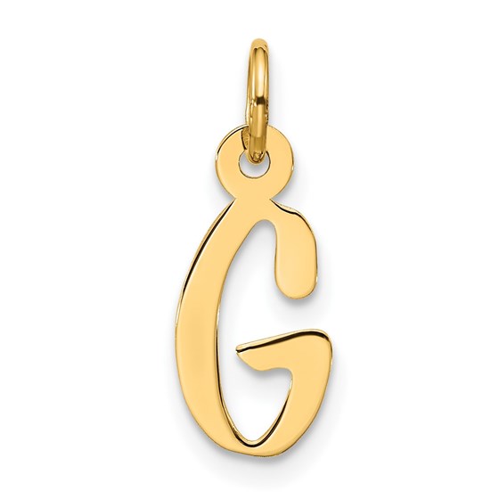 10K Yellow Gold Large Slanted Block Initial G Charm - 21.05 mm
