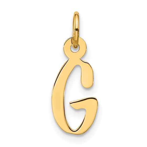 10K Yellow Gold Large Slanted Block Initial G Charm - 21.05 mm 10K Yellow Gold Large Slanted Block Initial G Charm - 21.05 mm