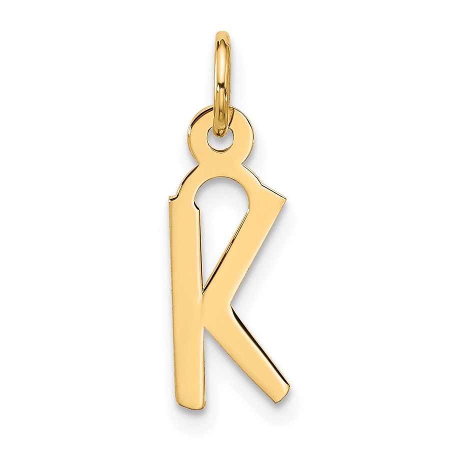 10K Yellow Gold Large Slanted Block Initial K Charm - 22.25 mm