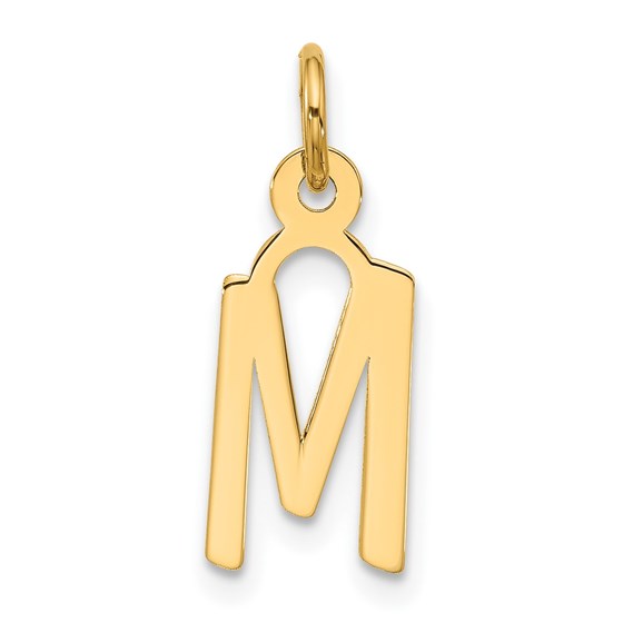 10K Yellow Gold Large Slanted Block Initial M Charm - 22.35 mm 10K Yellow Gold Large Slanted Block Initial M Charm - 22.35 mm