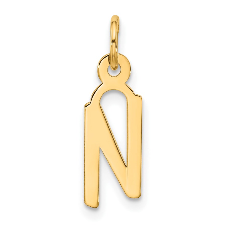 10K Yellow Gold Large Slanted Block Initial N Charm - 22.35 mm