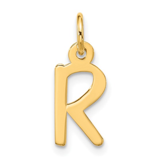 10K Yellow Gold Large Slanted Block Initial R Charm - 20.95 mm 10K Yellow Gold Large Slanted Block Initial R Charm - 20.95 mm