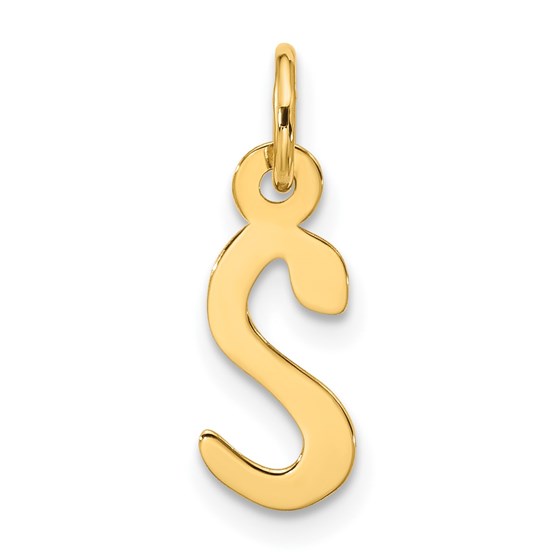 10K Yellow Gold Large Slanted Block Initial S Charm - 20.9 mm 10K Yellow Gold Large Slanted Block Initial S Charm - 20.9 mm