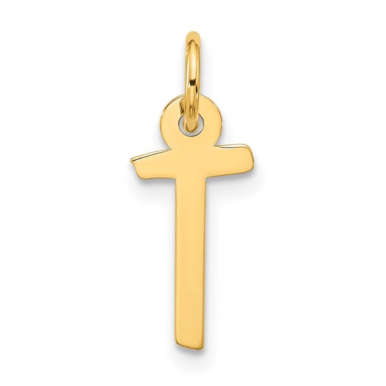 10K Yellow Gold Large Slanted Block Initial T Charm - 20.75 mm