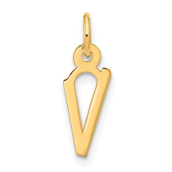 10K Yellow Gold Large Slanted Block Initial V Charm - 21.15 mm 10K Yellow Gold Large Slanted Block Initial V Charm - 21.15 mm