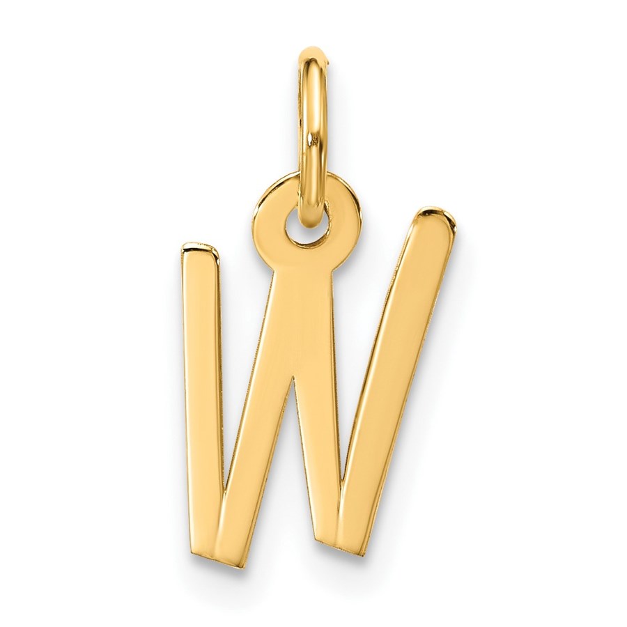 10K Yellow Gold Large Slanted Block Initial W Charm - 19.15 mm