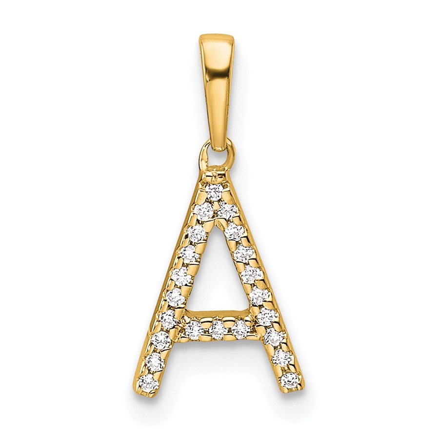 10K Yellow Gold Letter A Initial Pendant