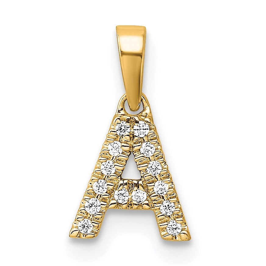 10K Yellow Gold Letter A Initial with Bail Pendant - in.