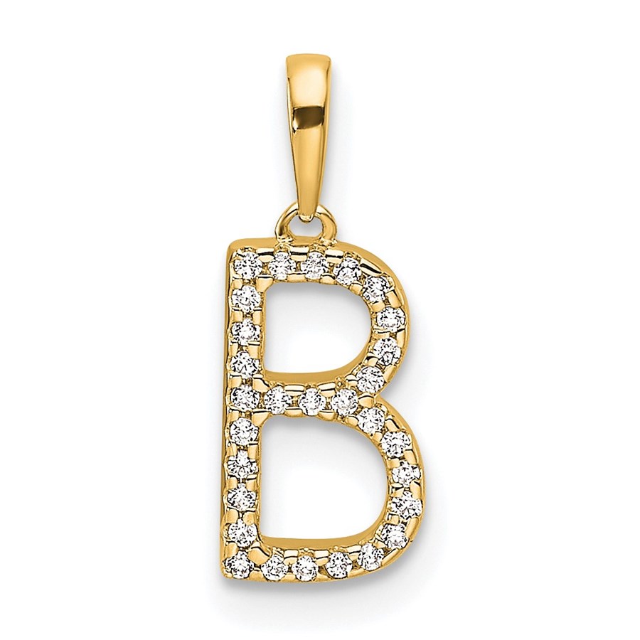 10K Yellow Gold Letter B Initial Pendant