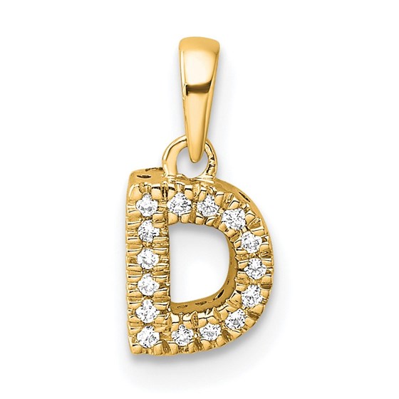 10K Yellow Gold Letter D Initial with Bail Pendant - in.