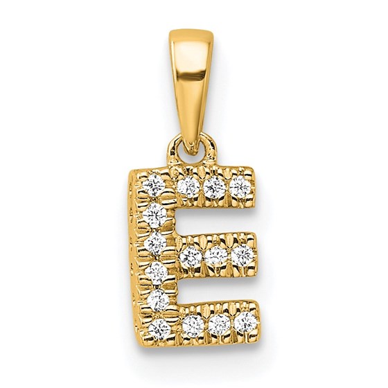 10K Yellow Gold Letter E Initial with Bail Pendant - in.