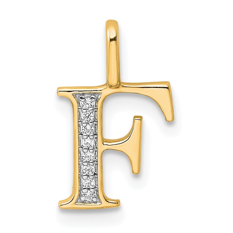 10K Yellow Gold Letter F Initial Pendant - 15.4 mm