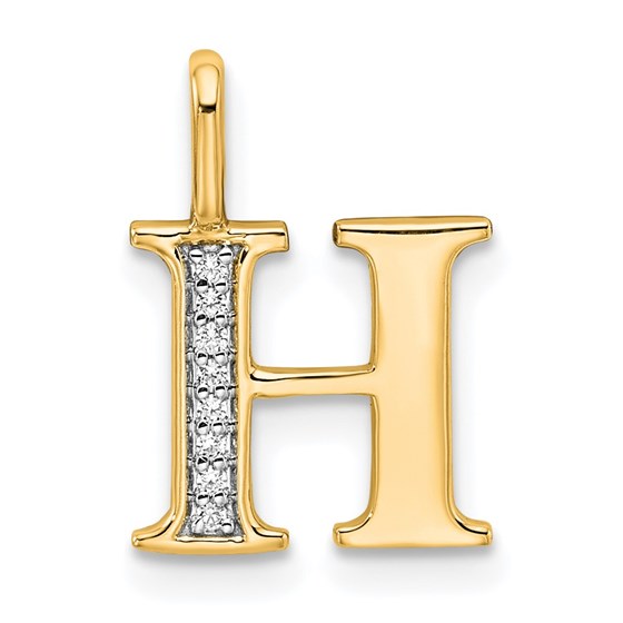 10K Yellow Gold Letter H Initial Pendant - 15.08 mm