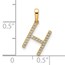 10K Yellow Gold Letter H Initial Pendant