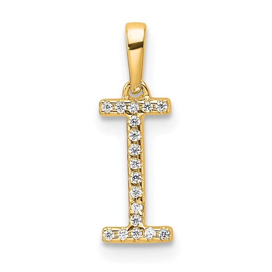 10K Yellow Gold Letter I Initial Pendant