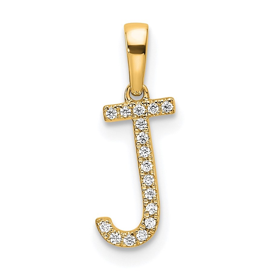 10K Yellow Gold Letter J Initial Pendant