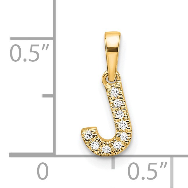 10K Yellow Gold Letter J Initial with Bail Pendant - in.