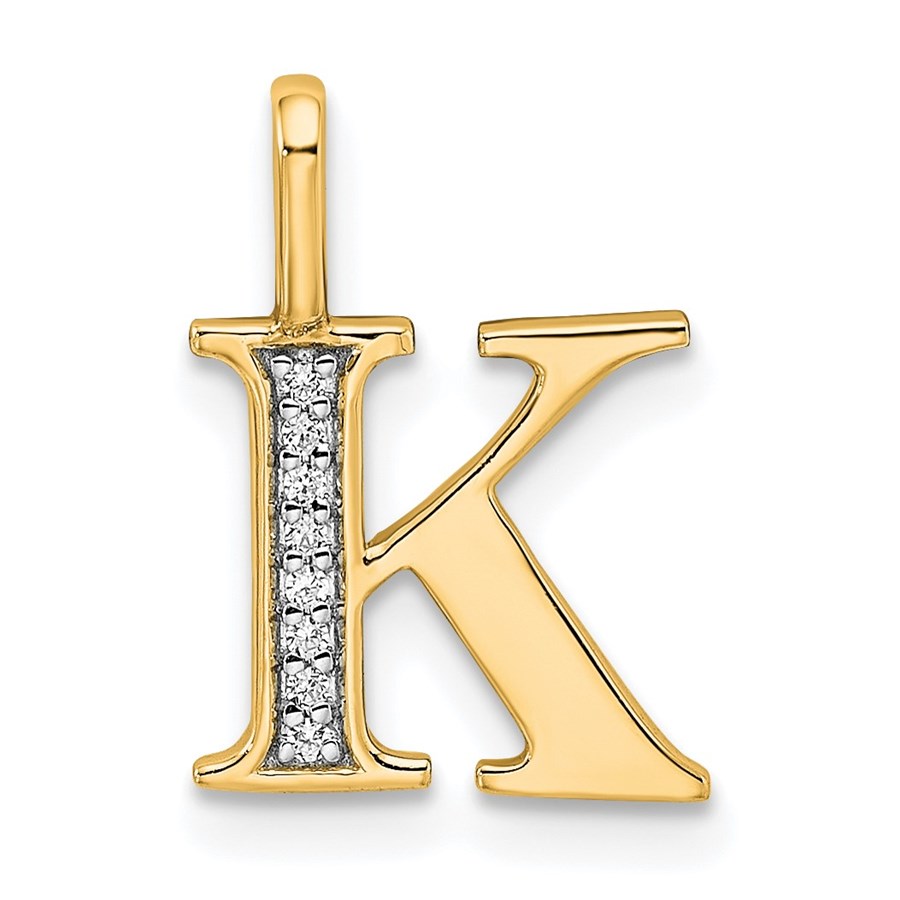 10K Yellow Gold Letter K Initial Pendant - 15.64 mm