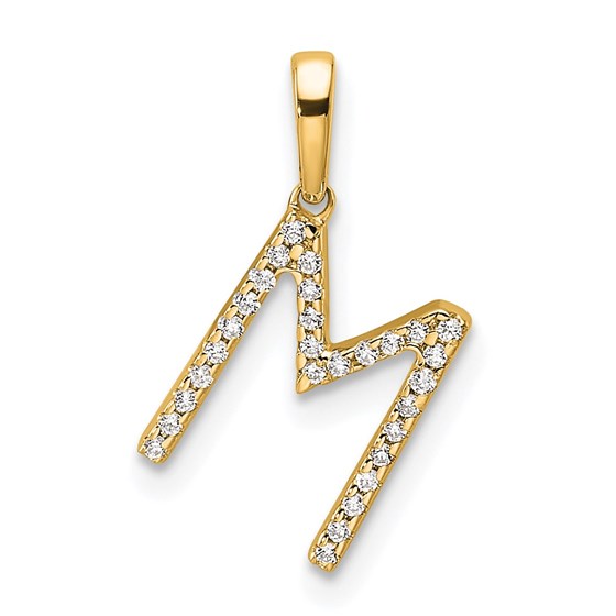 10K Yellow Gold Letter M Initial Pendant