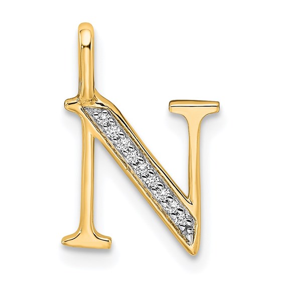 10K Yellow Gold Letter N Initial Pendant - 15.33 mm 10K Yellow Gold Letter N Initial Pendant - 15.33 mm