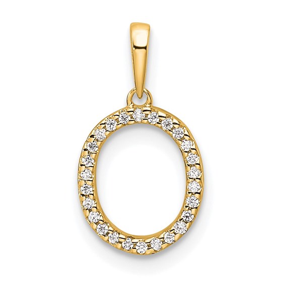 10K Yellow Gold Letter O Initial Pendant