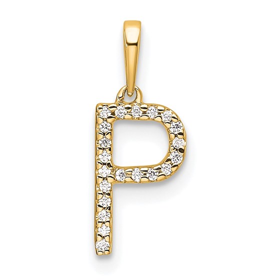 10K Yellow Gold Letter P Initial Pendant